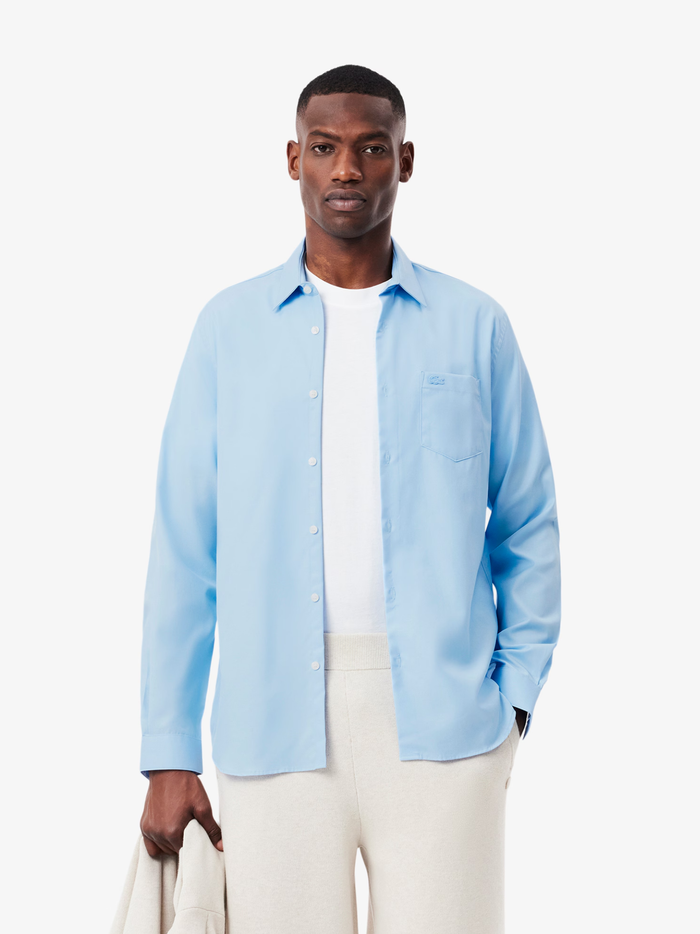 LACOSTE Regular Fit Cotton Poplin Shirt Pale Blue - MAISONDEFASHION.COM