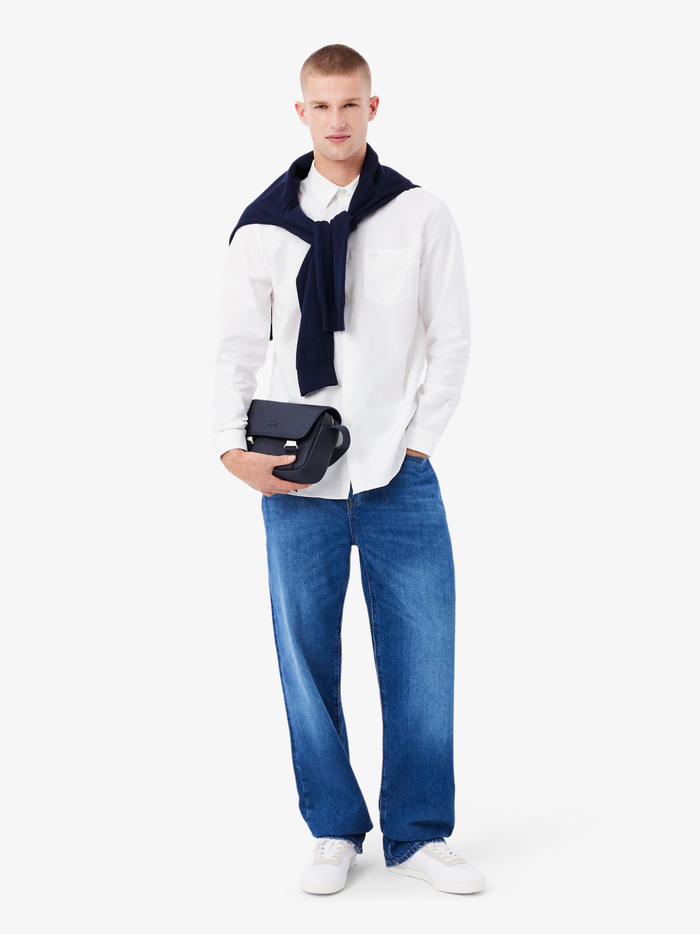 LACOSTE Regular Fit Cotton Poplin Shirt White - MAISONDEFASHION.COM