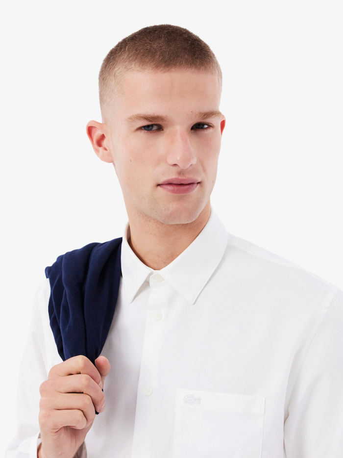 LACOSTE Regular Fit Cotton Poplin Shirt White - MAISONDEFASHION.COM