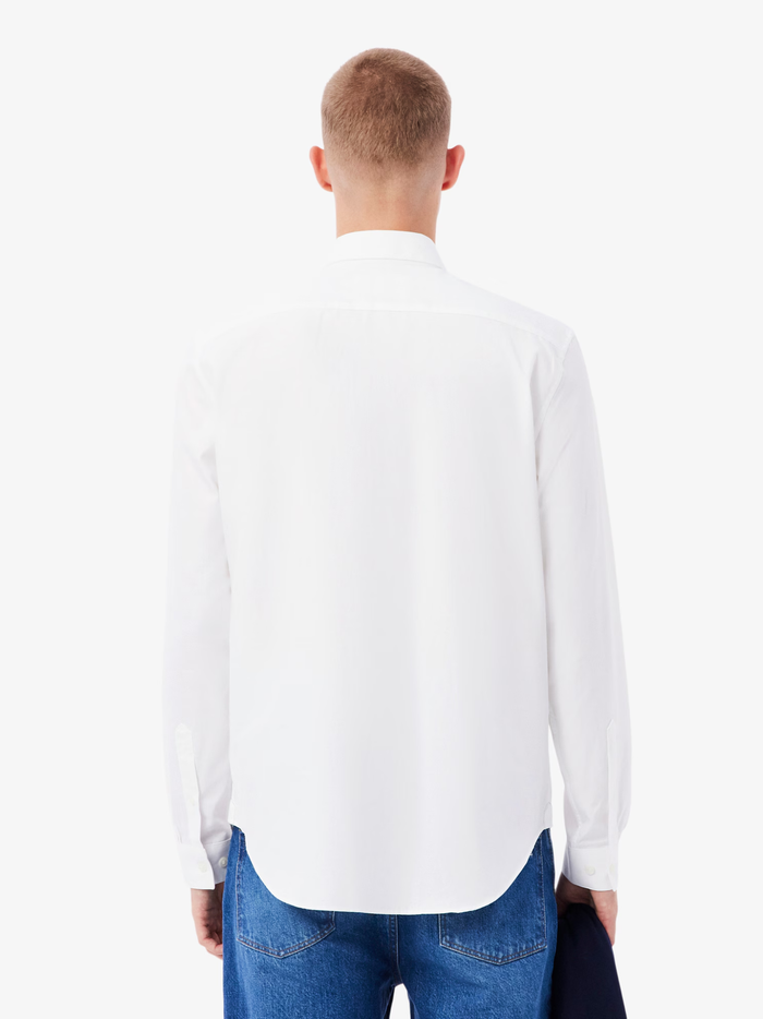 LACOSTE Regular Fit Cotton Poplin Shirt White - MAISONDEFASHION.COM