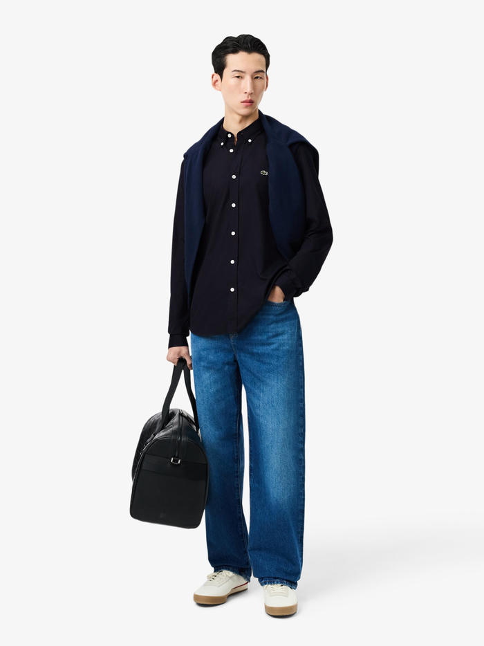 LACOSTE Regular Fit Cotton Shirt Navy Blue - MAISONDEFASHION.COM