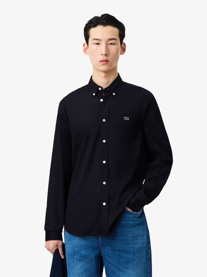 LACOSTE Regular Fit Cotton Shirt Navy Blue - MAISONDEFASHION.COM