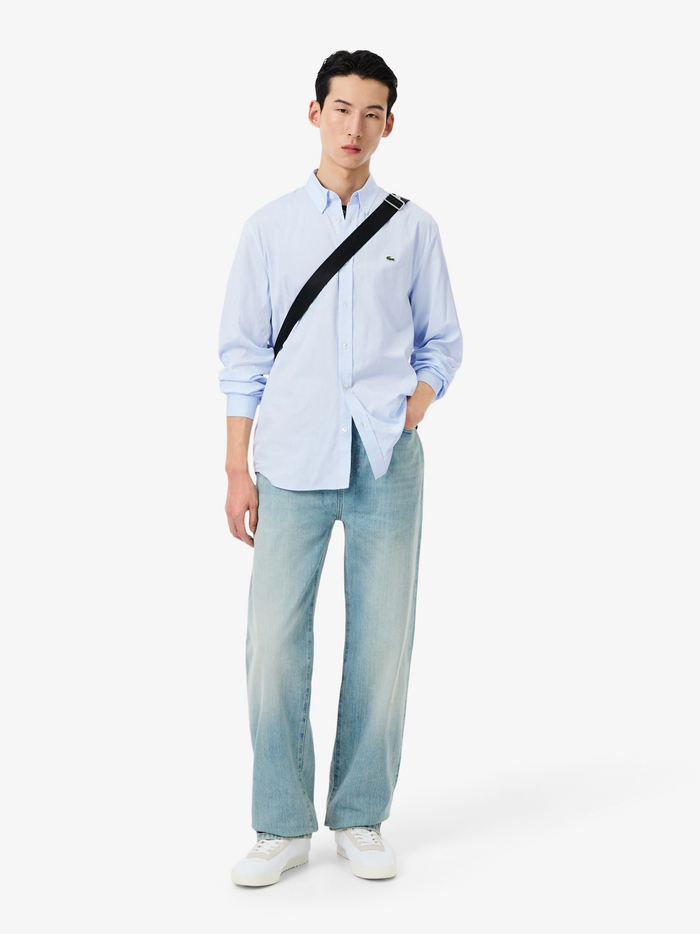 LACOSTE Regular Fit Cotton Shirt Pale Blue - MAISONDEFASHION.COM