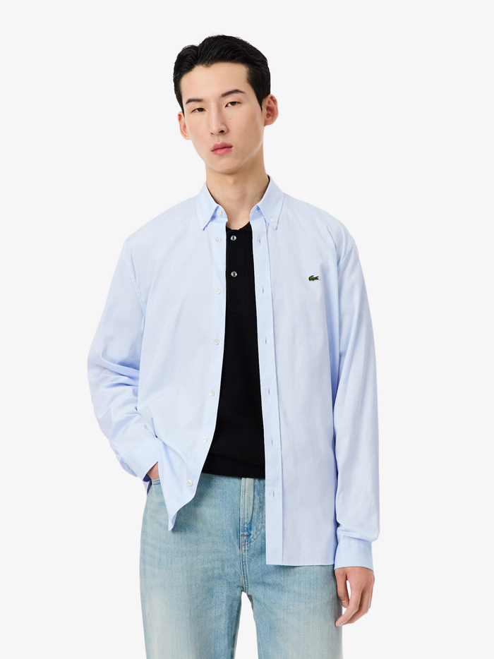 LACOSTE Regular Fit Cotton Shirt Pale Blue - MAISONDEFASHION.COM