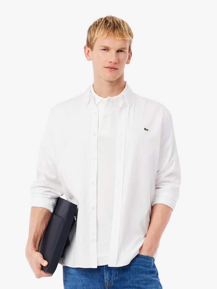 LACOSTE Regular Fit Cotton Shirt White - MAISONDEFASHION.COM
