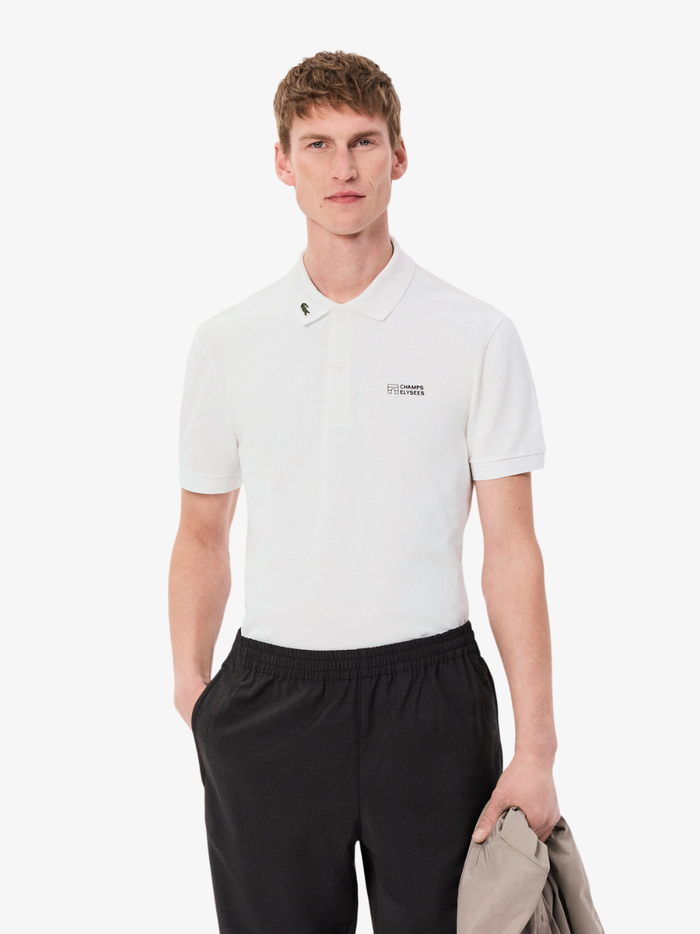 LACOSTE Regular Fit L.12.12 Champs-Élysées Edition Polo Shirt White - MAISONDEFASHION.COM