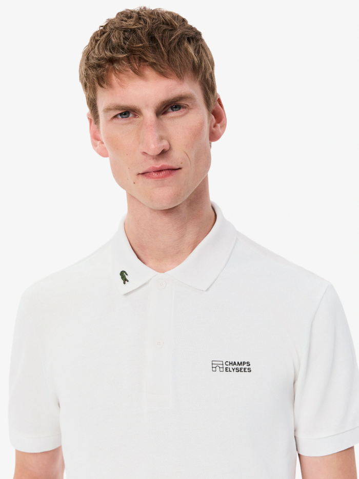 LACOSTE Regular Fit L.12.12 Champs-Élysées Edition Polo Shirt White - MAISONDEFASHION.COM