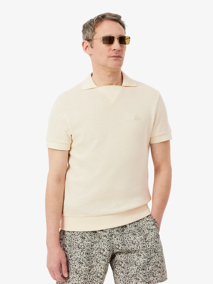 LACOSTE Regular Fit Lacy Cotton Polo Shirt Beige - MAISONDEFASHION.COM
