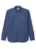 LACOSTE Regular Fit Lightweight Denim Shirt Blue - MAISONDEFASHION.COM