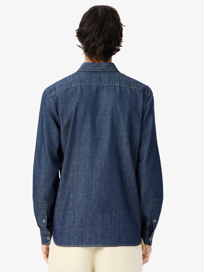 LACOSTE Regular Fit Lightweight Denim Shirt Blue - MAISONDEFASHION.COM