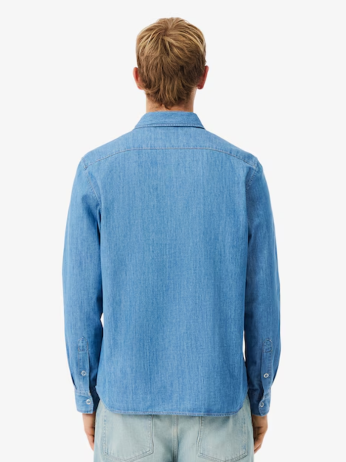 LACOSTE Regular Fit Lightweight Denim Shirt Blue - MAISONDEFASHION.COM