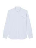 LACOSTE Regular Fit Lightweight Poplin Plaid Shirt White/Light Blue - MAISONDEFASHION.COM