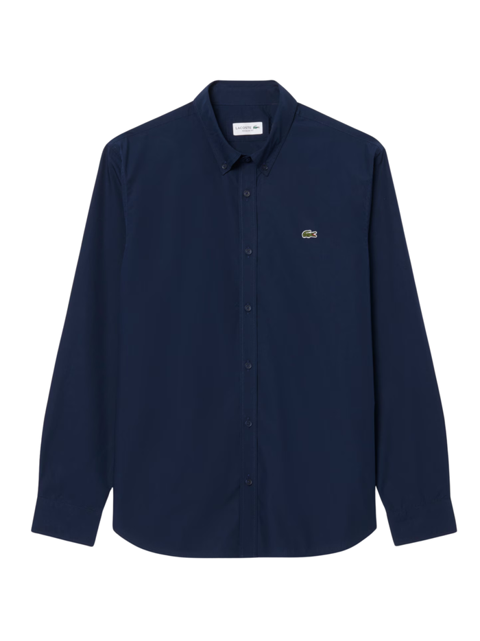 LACOSTE Regular Fit Lightweight Poplin Shirt Midnight Blue - MAISONDEFASHION.COM