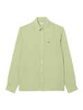 LACOSTE Regular Fit Linen Shirt Green - MAISONDEFASHION.COM