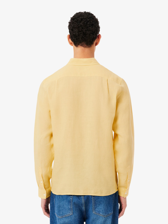 LACOSTE Regular Fit Linen Shirt Jaune - MAISONDEFASHION.COM
