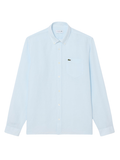LACOSTE Regular Fit Linen Shirt Light Blue - MAISONDEFASHION.COM