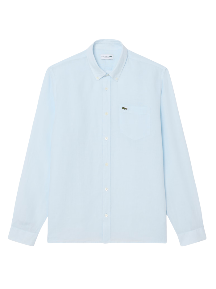 LACOSTE Regular Fit Linen Shirt Light Blue - MAISONDEFASHION.COM