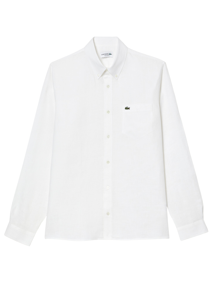 LACOSTE Regular Fit Linen Shirt White - MAISONDEFASHION.COM
