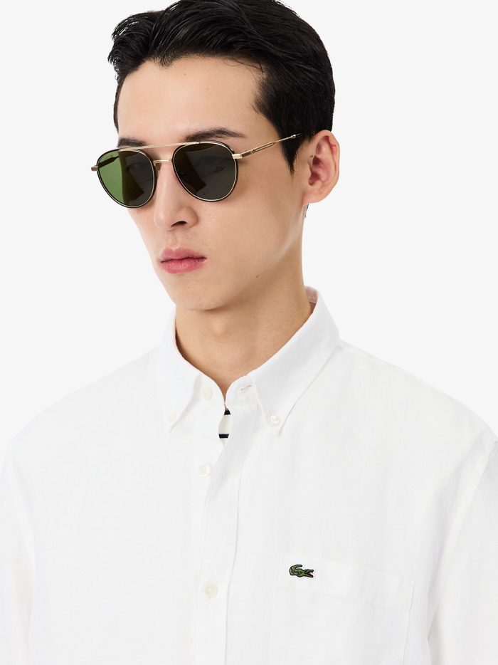 LACOSTE Regular Fit Linen Shirt White - MAISONDEFASHION.COM