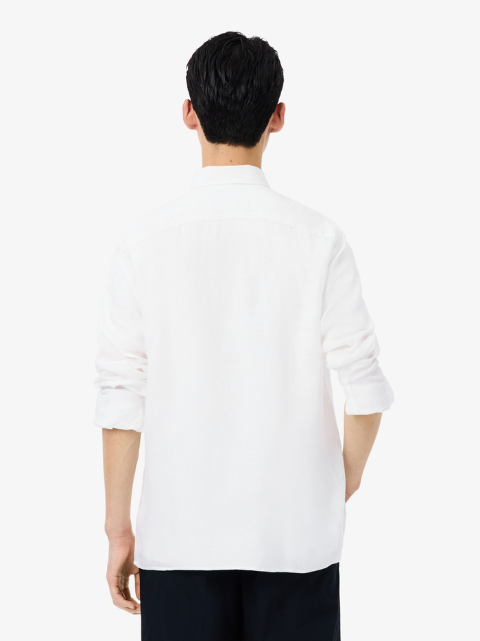 LACOSTE Regular Fit Linen Shirt White - MAISONDEFASHION.COM