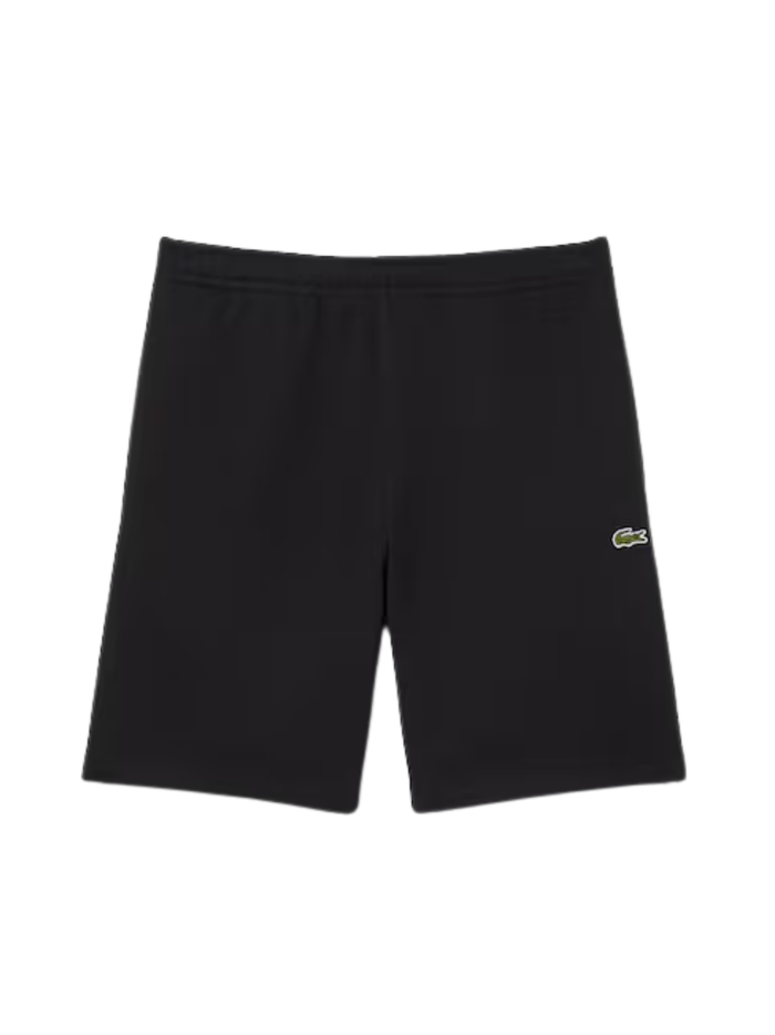 LACOSTE Regular Fit Logo Stripe Fleece Shorts Black - MAISONDEFASHION.COM