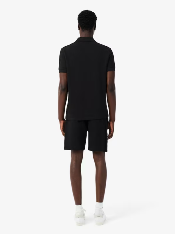 LACOSTE Regular Fit Logo Stripe Fleece Shorts Black - MAISONDEFASHION.COM