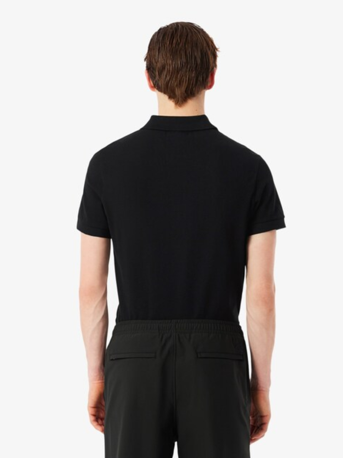 LACOSTE Regular Fit Logo Stripe Polo Shirt Black - MAISONDEFASHION.COM