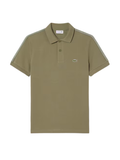 LACOSTE Regular Fit Logo Stripe Polo Shirt Khaki Green - MAISONDEFASHION.COM