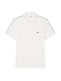 LACOSTE Regular Fit Logo Stripe Polo Shirt White - MAISONDEFASHION.COM