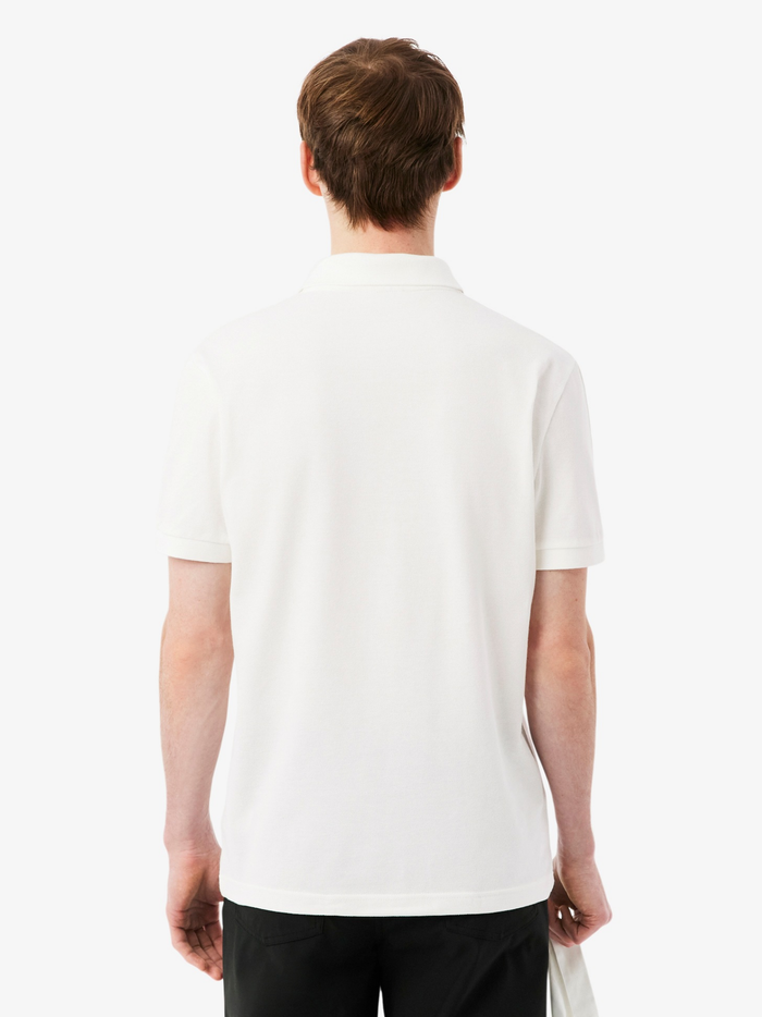LACOSTE Regular Fit Logo Stripe Polo Shirt White - MAISONDEFASHION.COM