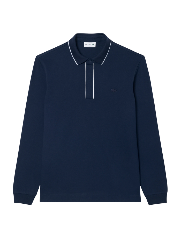 LACOSTE Regular Fit Long Sleeved Paris Polo Shirt Navy Blue