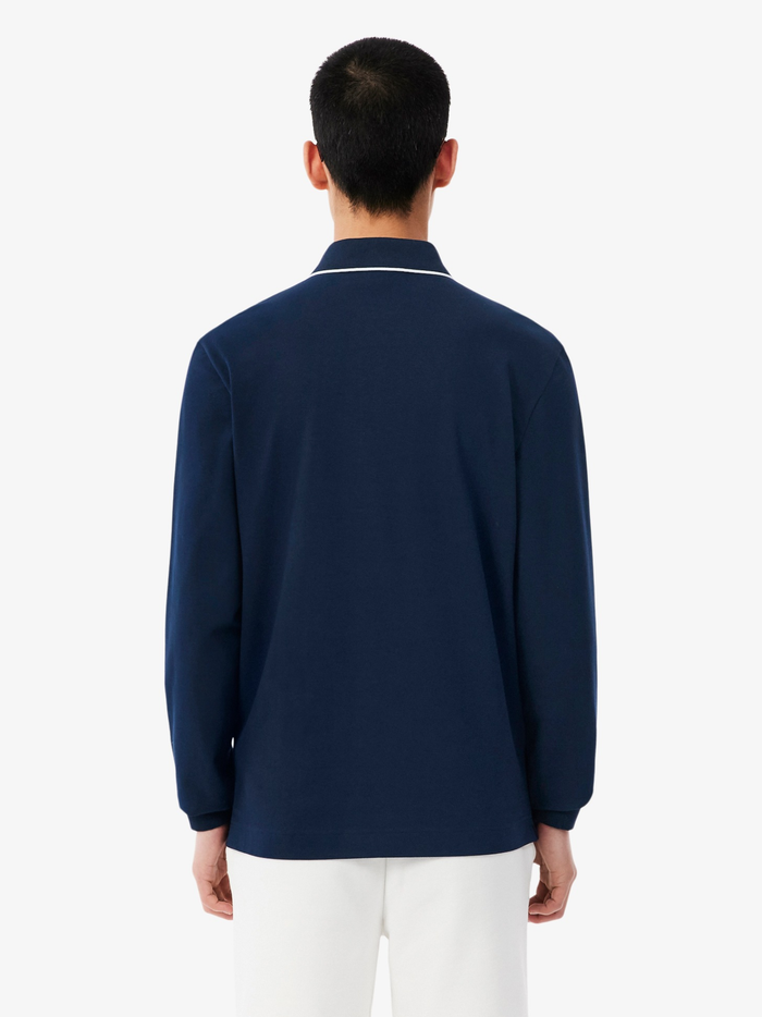LACOSTE Regular Fit Long Sleeved Paris Polo Shirt Navy Blue