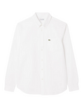 LACOSTE Regular Fit Oxford Shirt in white - front view showing classic button-down collar and regular fit silhouette