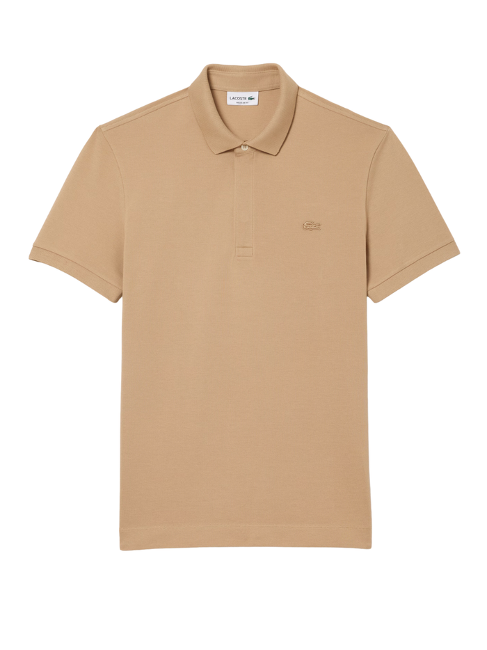 LACOSTE Regular Fit Paris Stretch Piqué Polo Shirt Beige - MAISONDEFASHION.COM