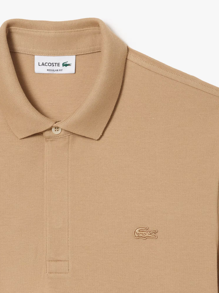 LACOSTE Regular Fit Paris Stretch Piqué Polo Shirt Beige - MAISONDEFASHION.COM