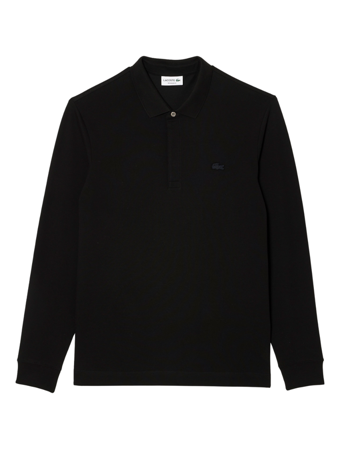 LACOSTE Regular Fit Paris Stretch Piqué Polo Shirt Black - MAISONDEFASHION.COM
