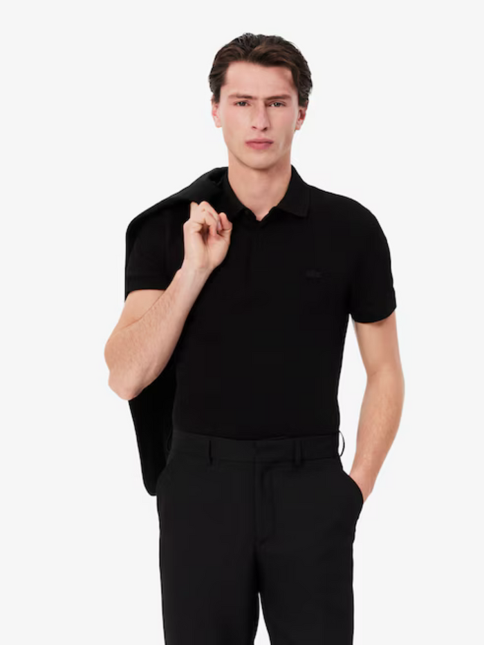 LACOSTE Regular Fit Paris Stretch Piqué Polo Shirt Black - MAISONDEFASHION.COM