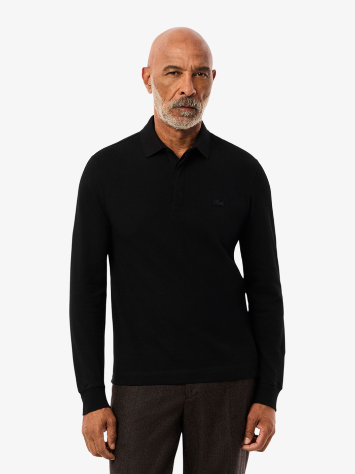 LACOSTE Regular Fit Paris Stretch Piqué Polo Shirt Black - MAISONDEFASHION.COM