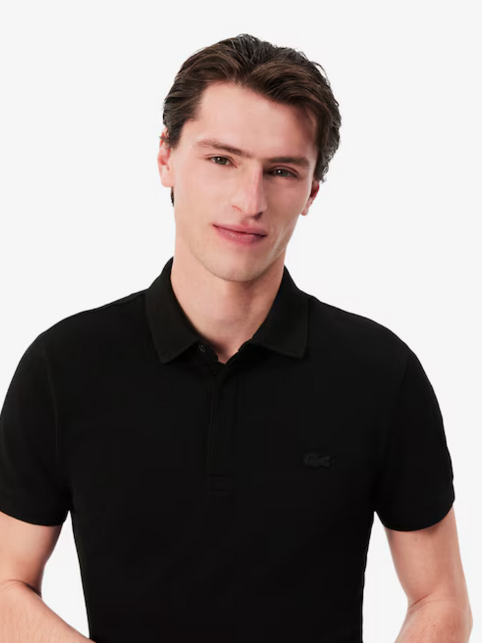 LACOSTE Regular Fit Paris Stretch Piqué Polo Shirt Black - MAISONDEFASHION.COM