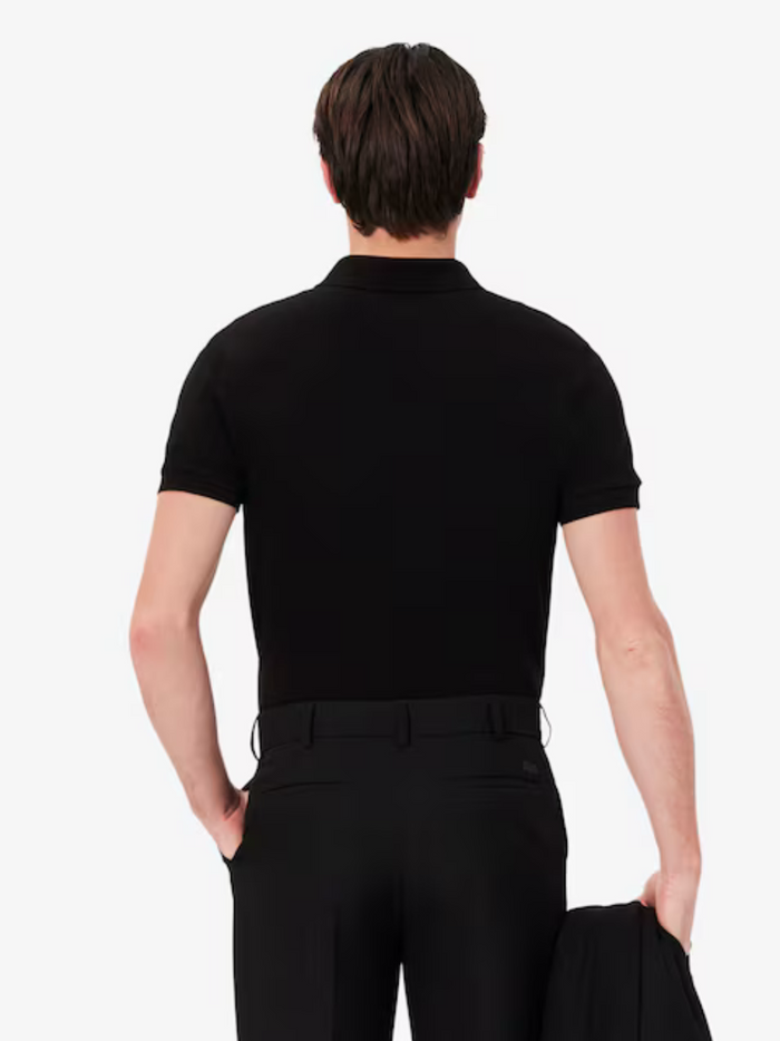 LACOSTE Regular Fit Paris Stretch Piqué Polo Shirt Black - MAISONDEFASHION.COM