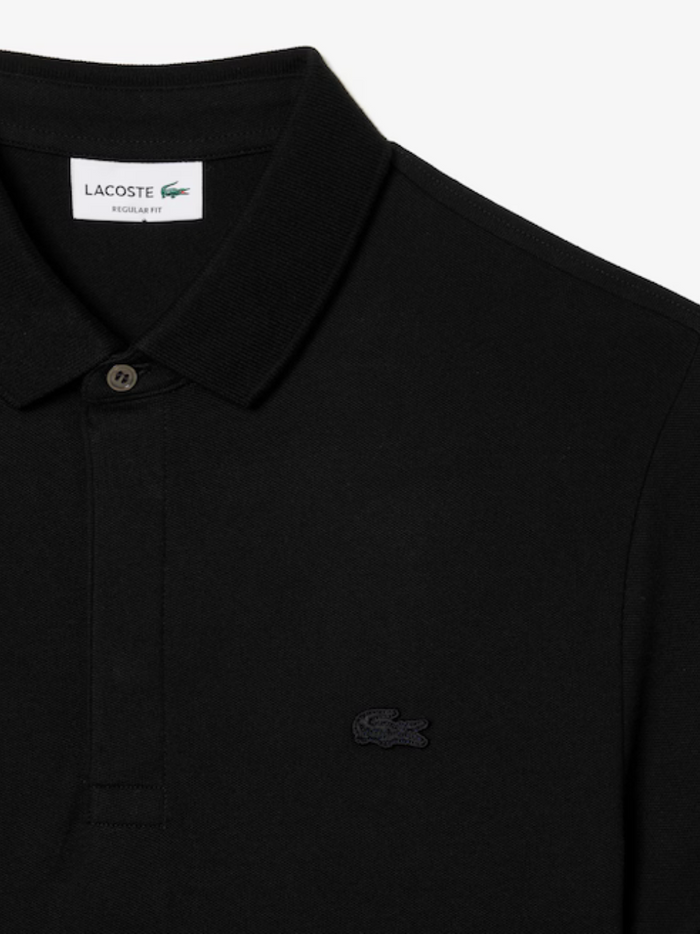 LACOSTE Regular Fit Paris Stretch Piqué Polo Shirt Black - MAISONDEFASHION.COM