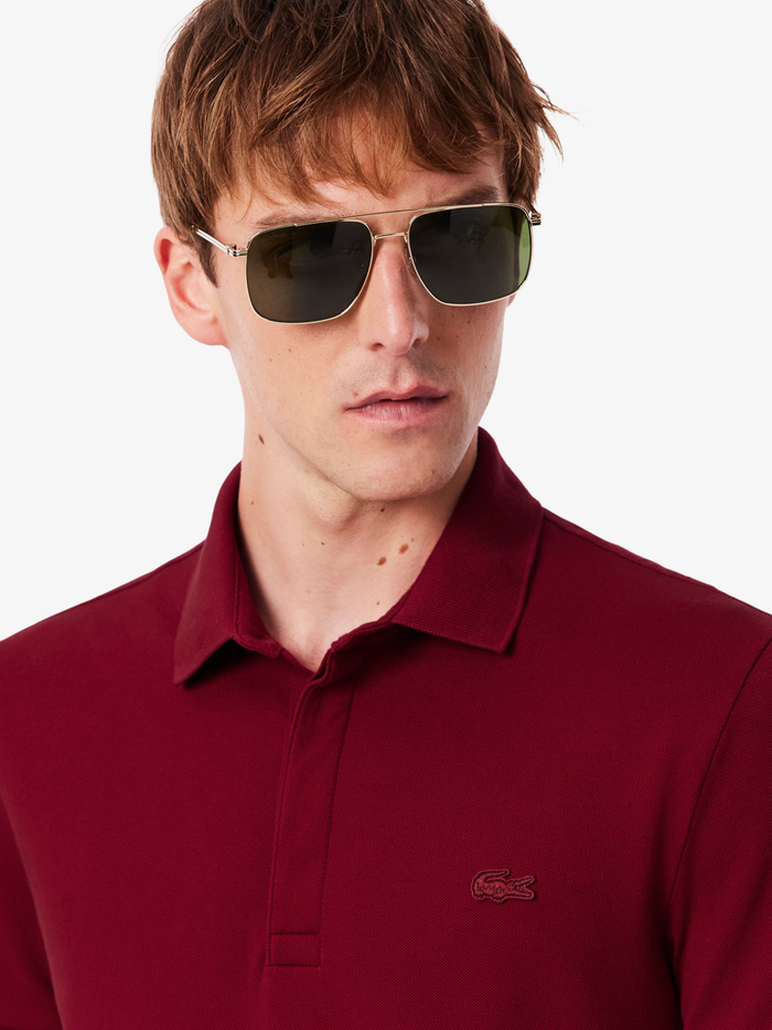 LACOSTE Regular Fit Paris Stretch Piqué Polo Shirt Bordeaux Red - MAISONDEFASHION.COM