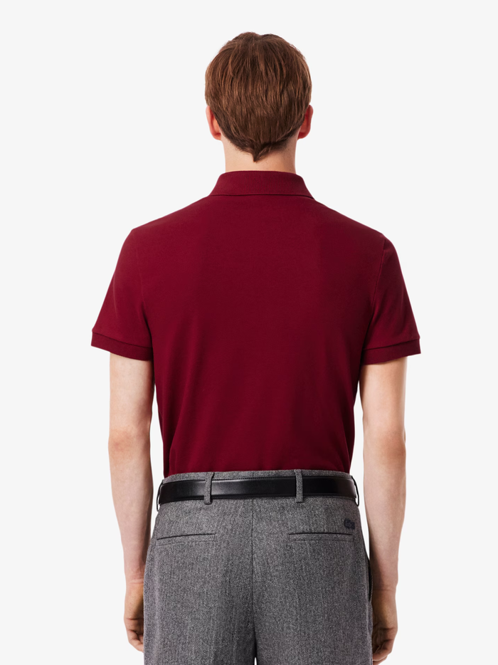 LACOSTE Regular Fit Paris Stretch Piqué Polo Shirt Bordeaux Red - MAISONDEFASHION.COM