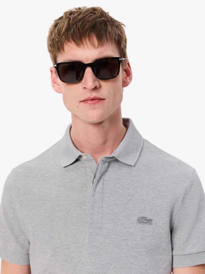 LACOSTE Regular Fit Paris Stretch Piqué Polo Shirt Grey - MAISONDEFASHION.COM