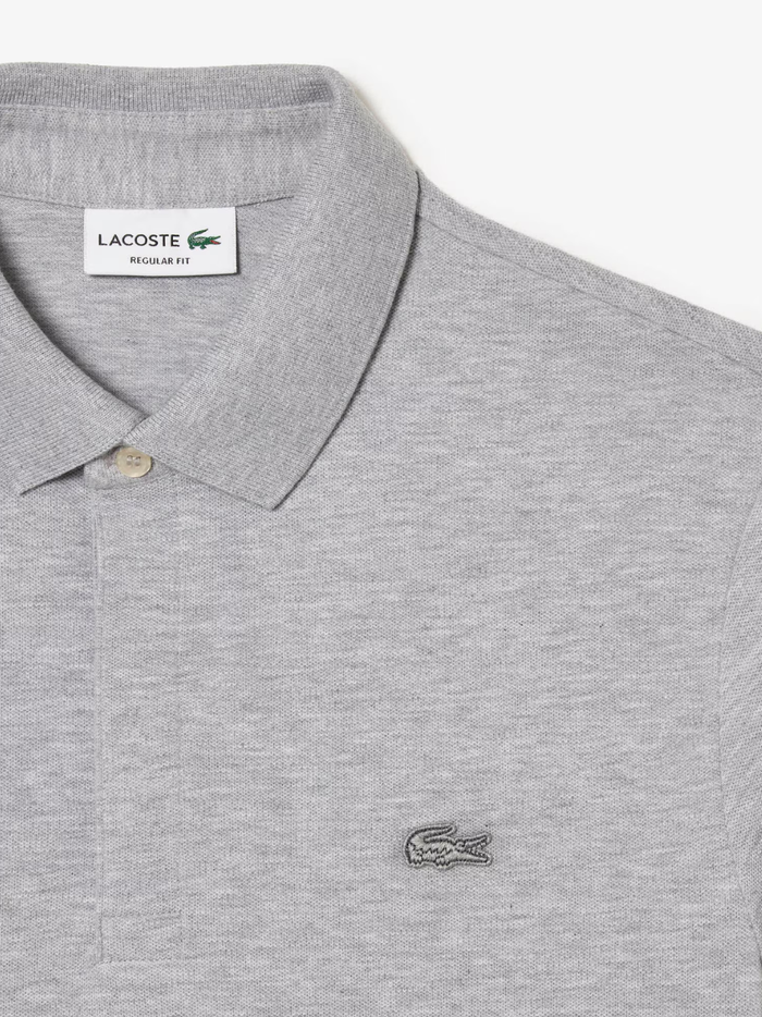 LACOSTE Regular Fit Paris Stretch Piqué Polo Shirt Grey - MAISONDEFASHION.COM