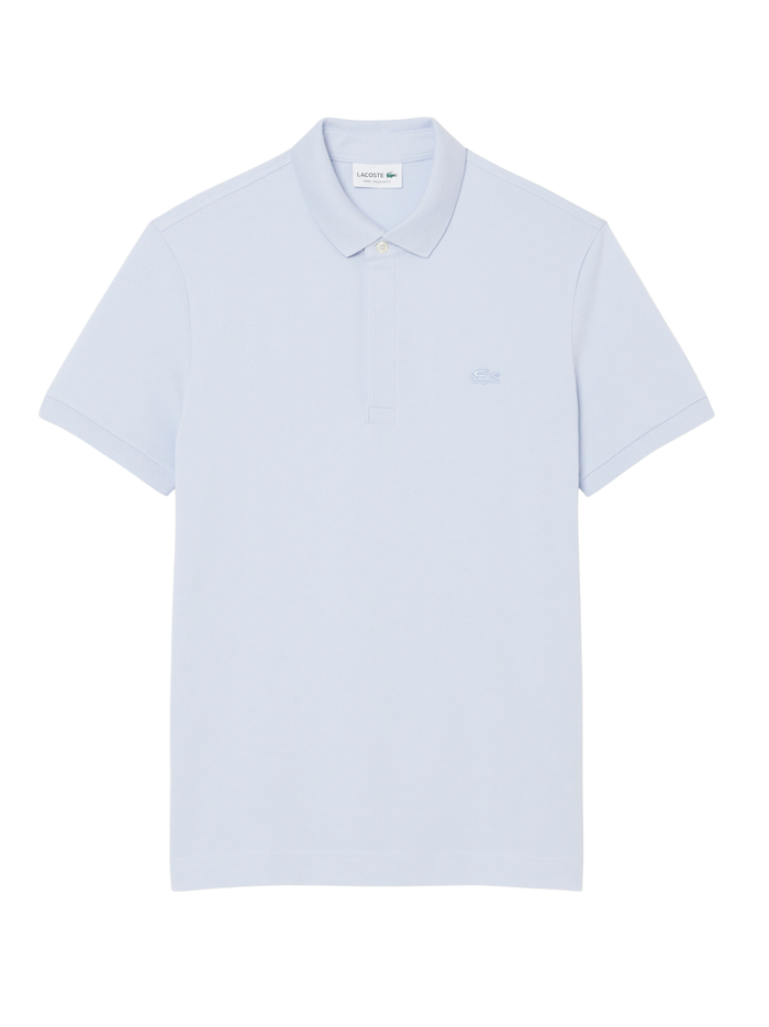 LACOSTE Regular Fit Paris Stretch Piqué Polo Shirt Light Blue - MAISONDEFASHION.COM
