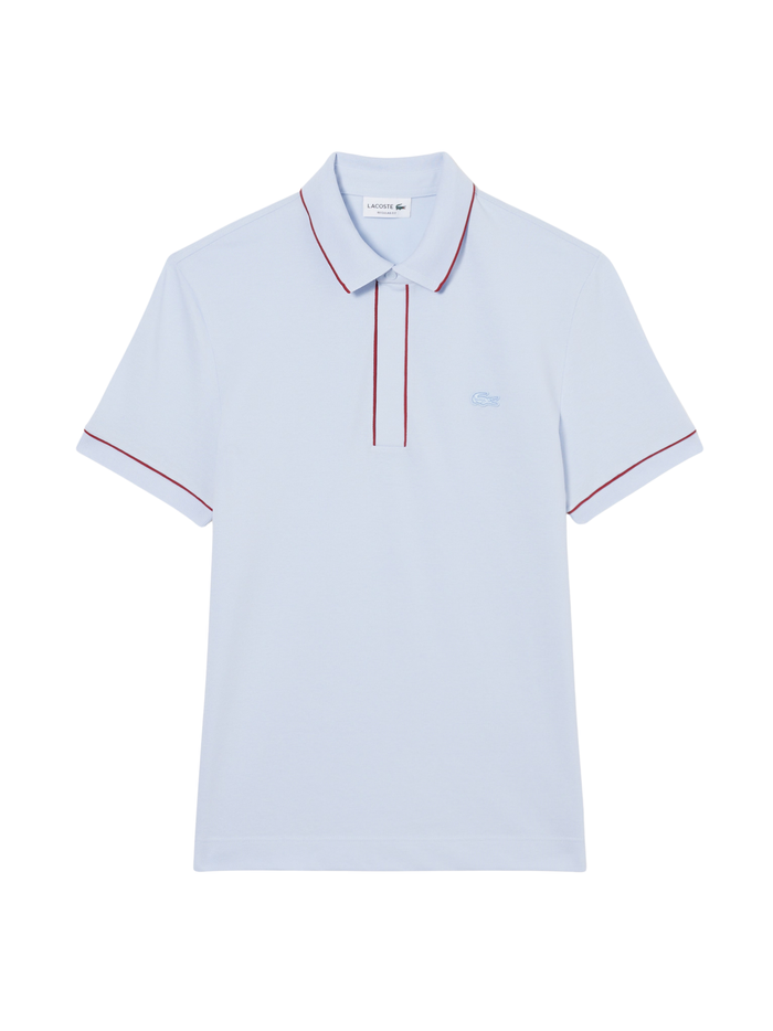LACOSTE Regular Fit Paris Stretch Piqué Polo Shirt Light Blue - MAISONDEFASHION.COM