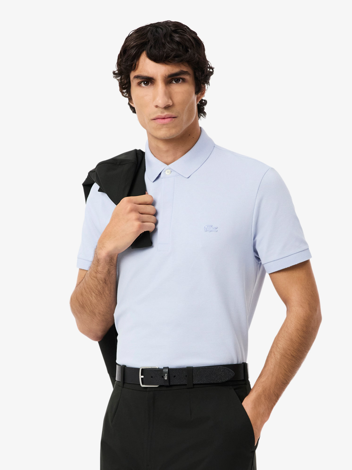 LACOSTE Regular Fit Paris Stretch Piqué Polo Shirt Light Blue - MAISONDEFASHION.COM