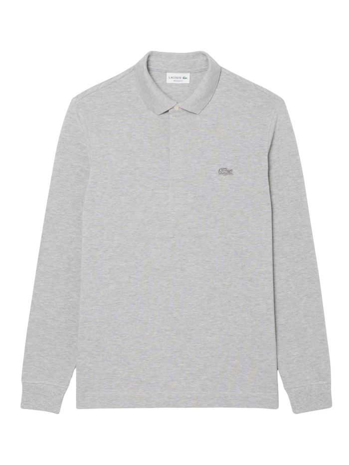 LACOSTE Regular Fit Paris Stretch Piqué Polo Shirt Light Grey - MAISONDEFASHION.COM