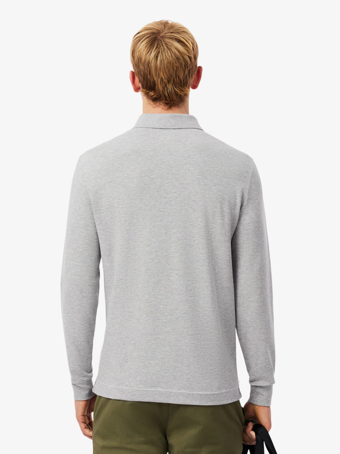 LACOSTE Regular Fit Paris Stretch Piqué Polo Shirt Light Grey - MAISONDEFASHION.COM